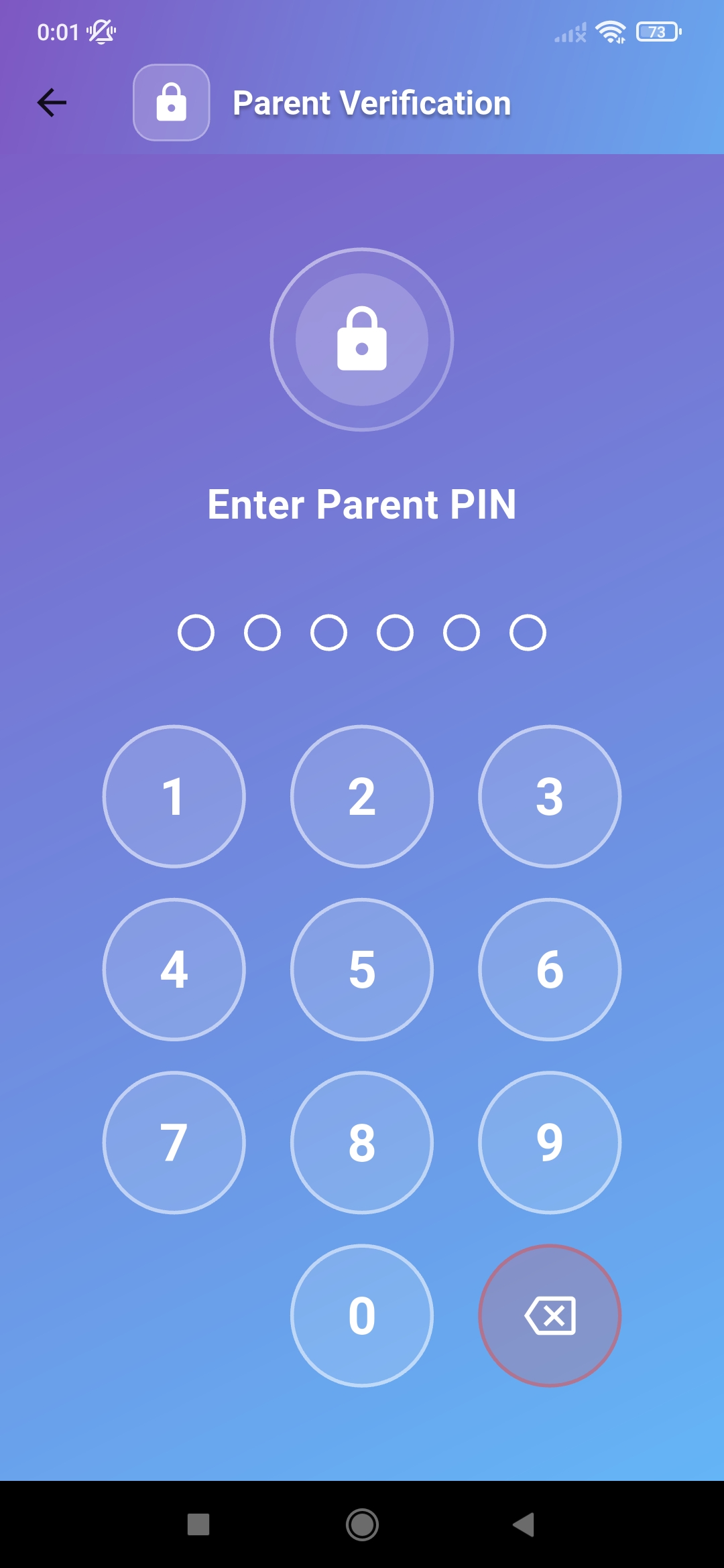 Enter PIN screen